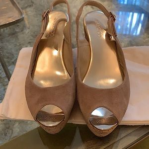 Jimmy Choo suede cork wedge sandals